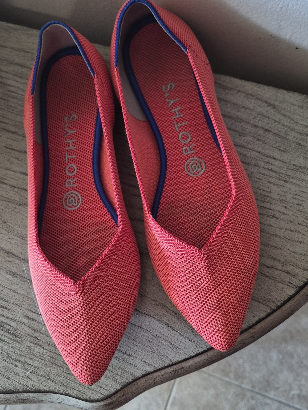 Rothy's Orange Knit Pointed Flats